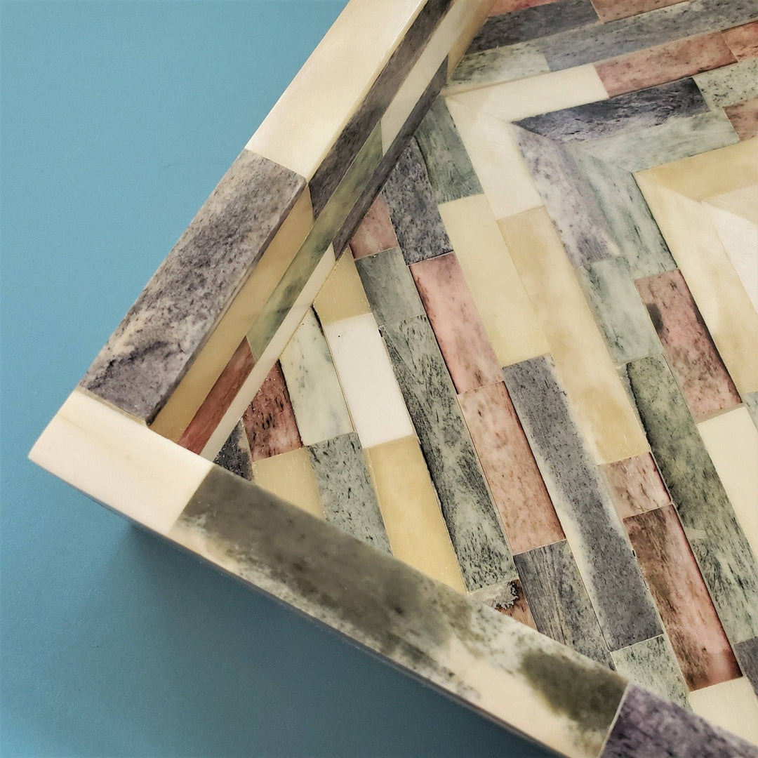 Multicolor Bone Inlay Tray - The Collective Park City