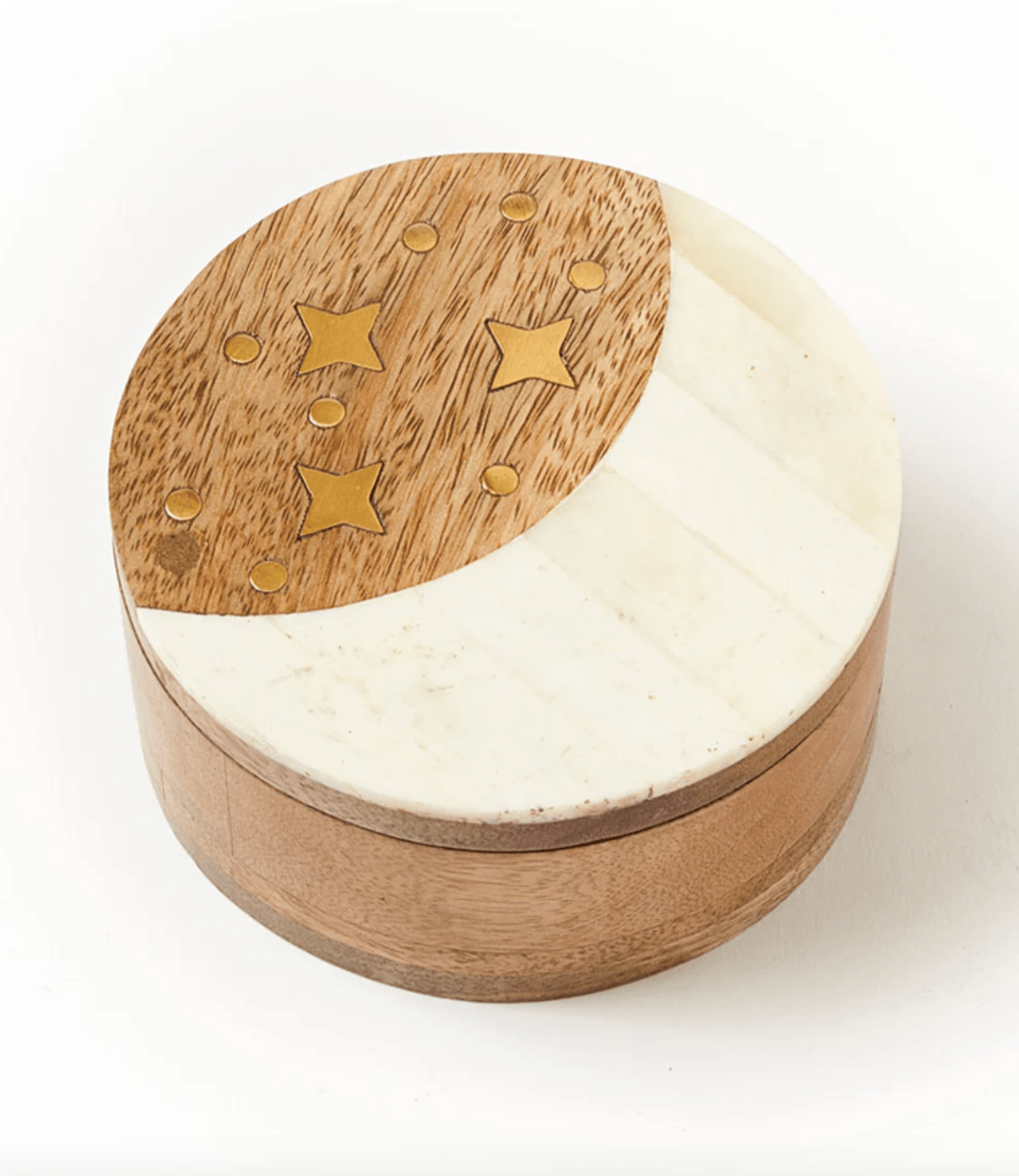 Nakshatra Moon Stars Pivot Box - Bone, Wood, Brass - The Collective Park City
