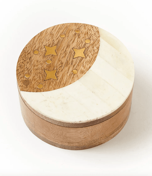 Nakshatra Moon Stars Pivot Box - Bone, Wood, Brass - The Collective Park City