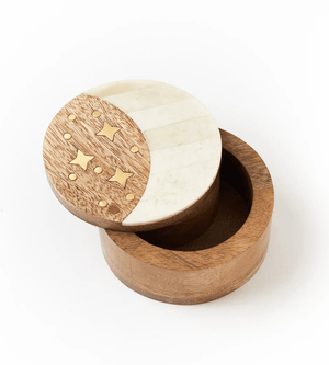 Nakshatra Moon Stars Pivot Box - Bone, Wood, Brass - The Collective Park City