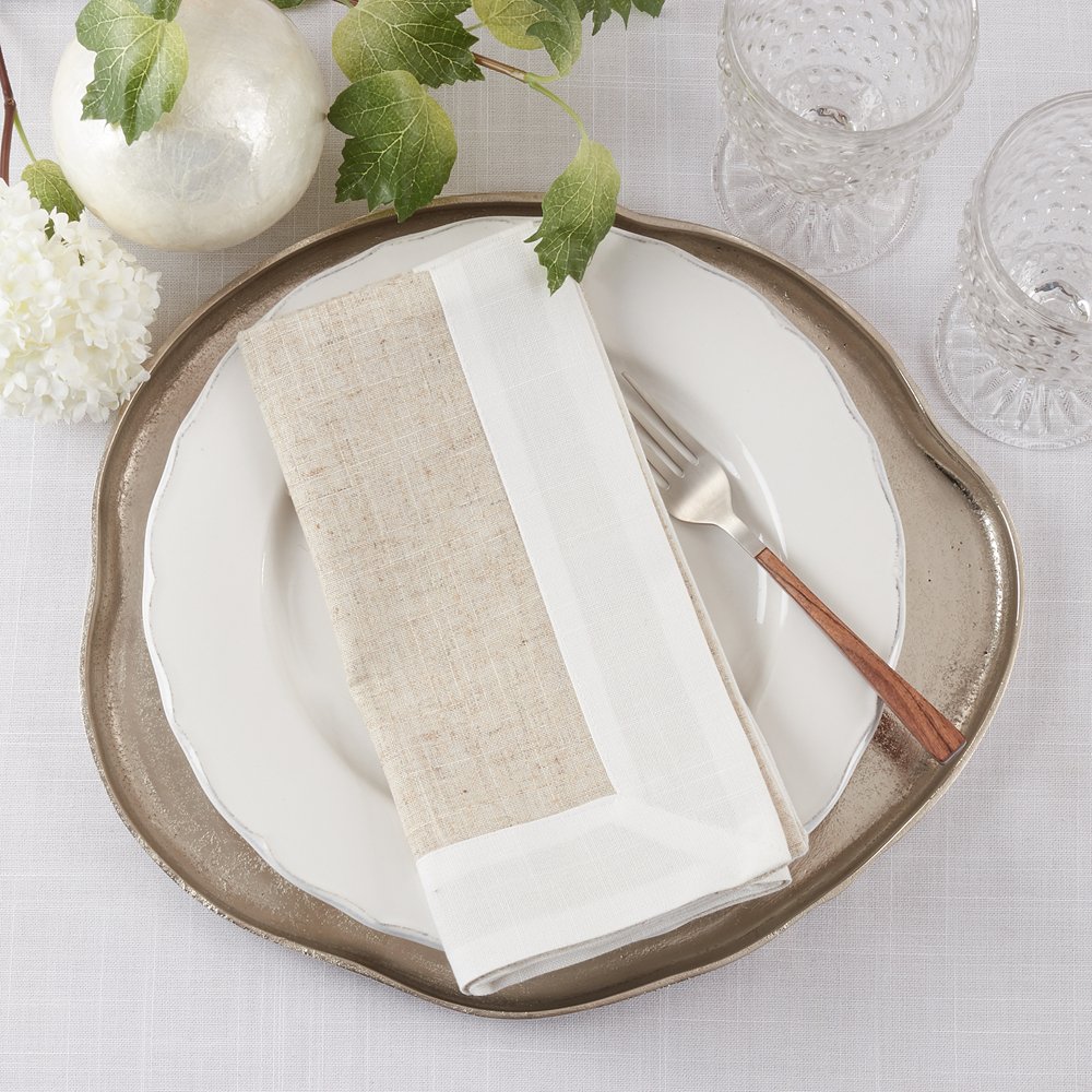 Natural - White Two Tone 20" Dinner Napkin - The Collective Park City