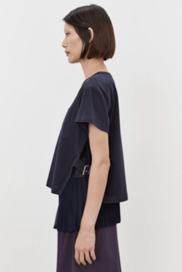 Navy Layered Blouse with Side Buckles - The Collective Park City