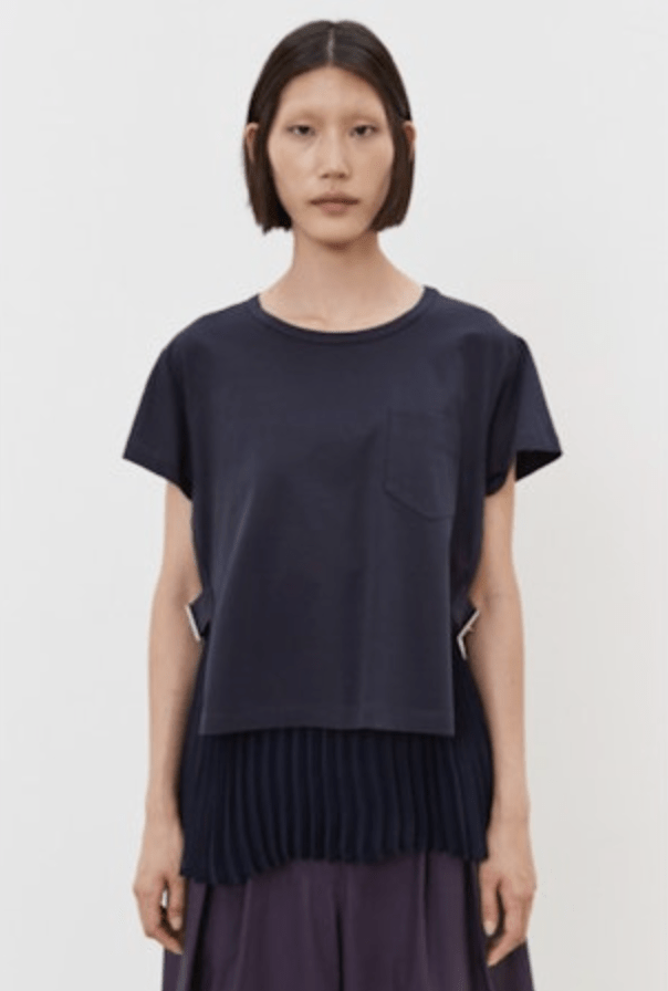 Navy Layered Blouse with Side Buckles - The Collective Park City