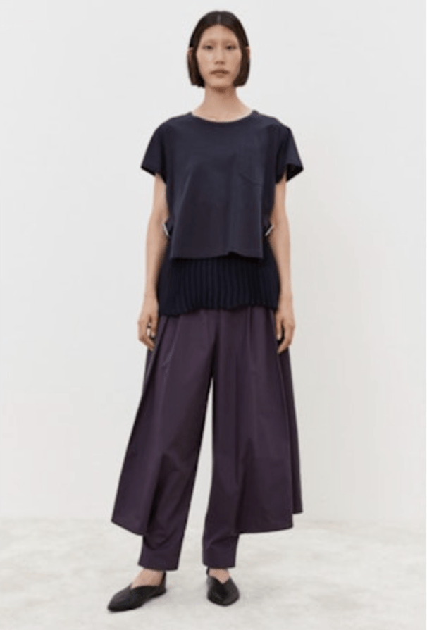 Navy Layered Blouse with Side Buckles - The Collective Park City