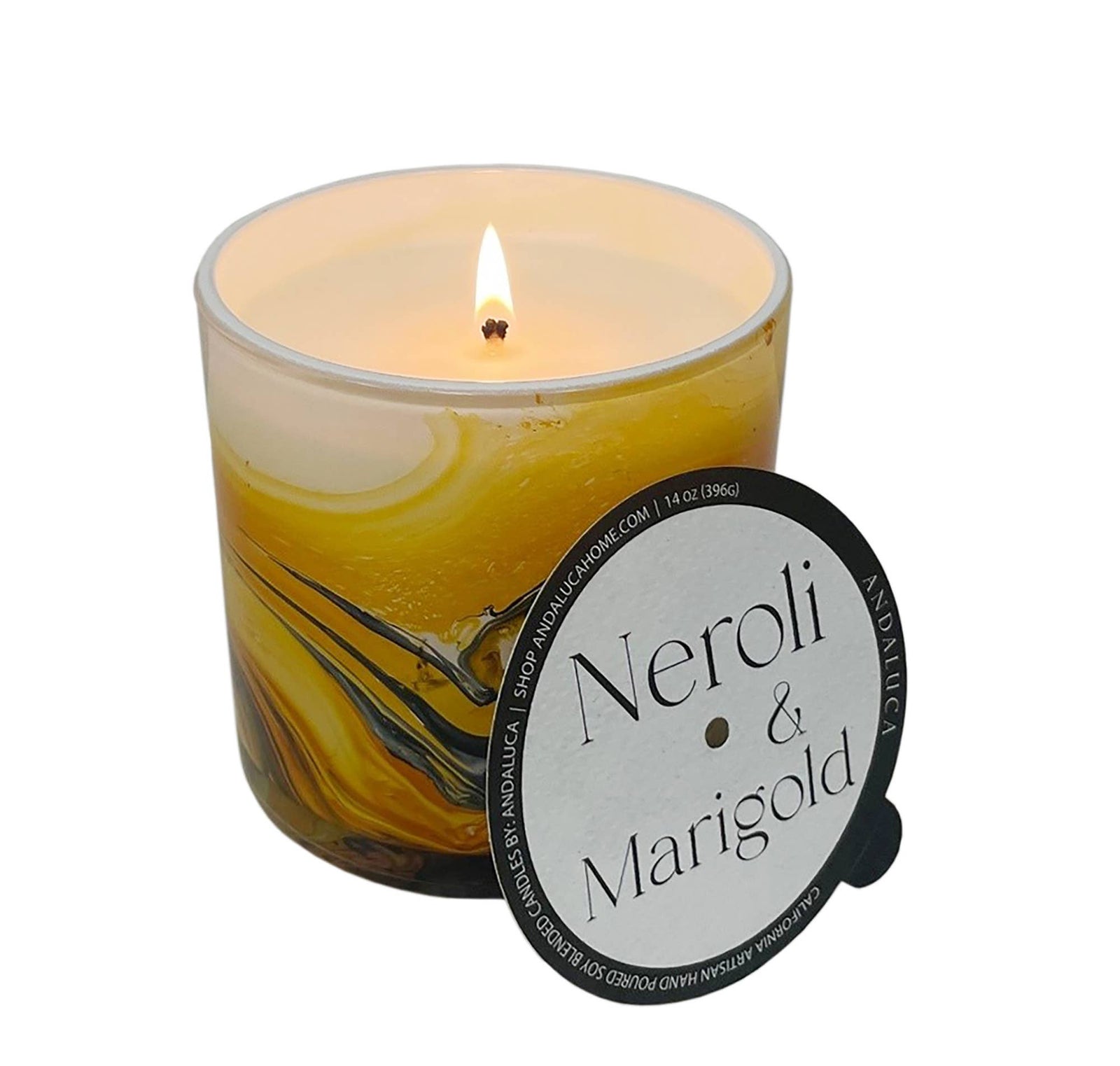 Neroli & Marigold 14 oz. Swirl Glass Candle - The Collective Park City
