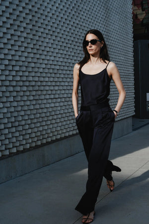 Neve Wide Leg Trouser Pant - Black - The Collective Park City