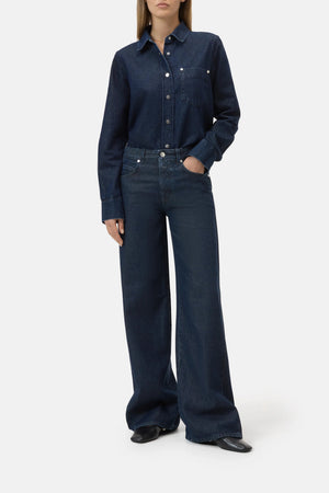 Nikka Wide Leg Jean - Dark Blue - The Collective Park City