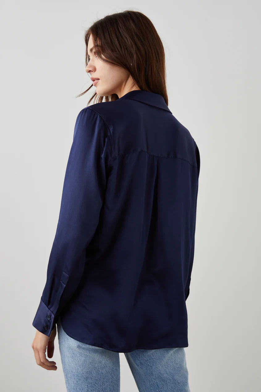 Nissa Button Down Top - Navy