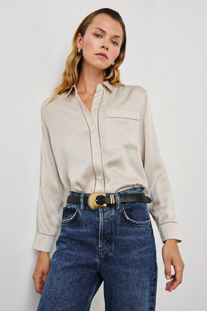 Oak Silk Button Down Top - The Collective Park City