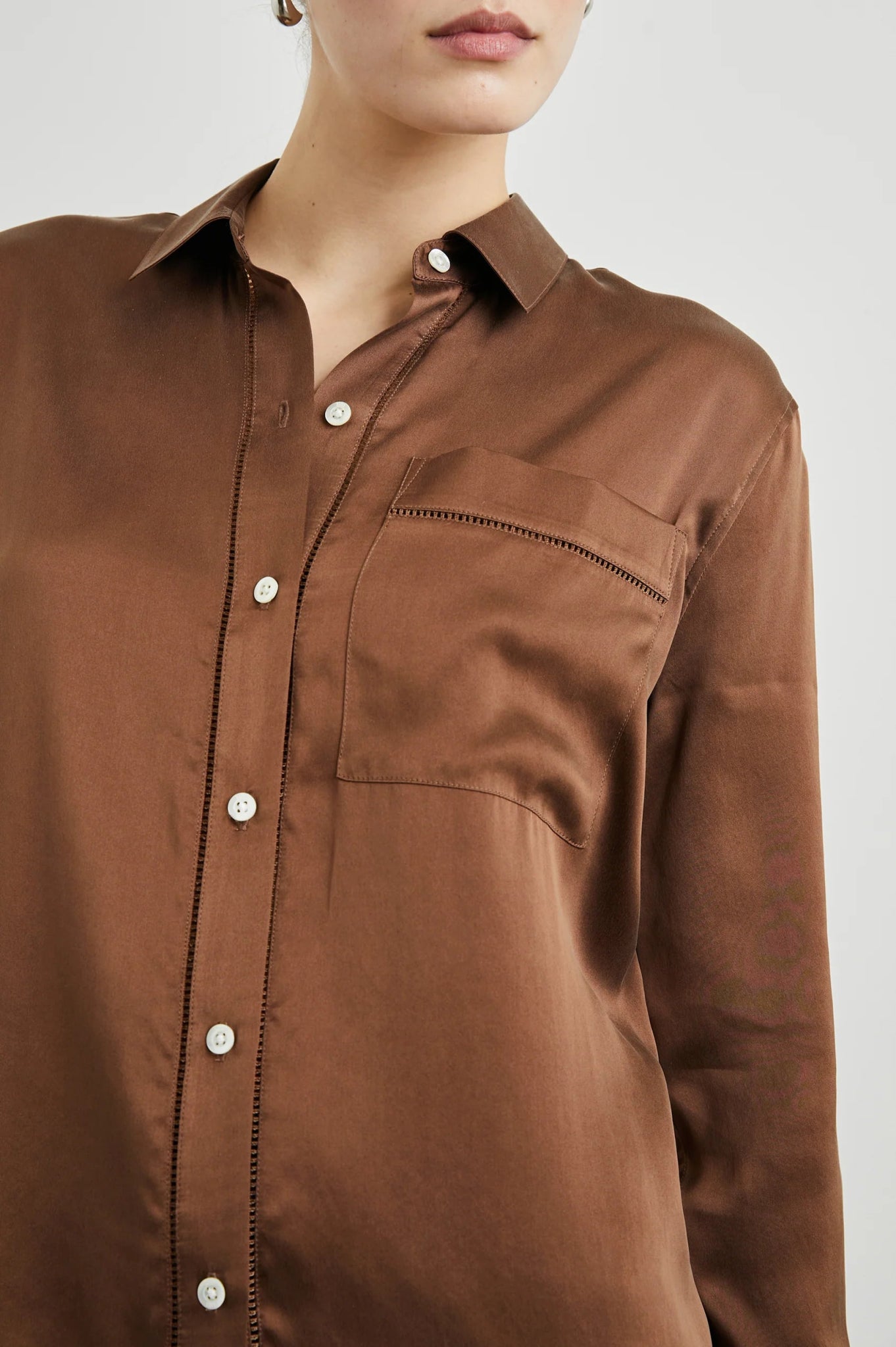 Oak Silk Button Down Top - The Collective Park City