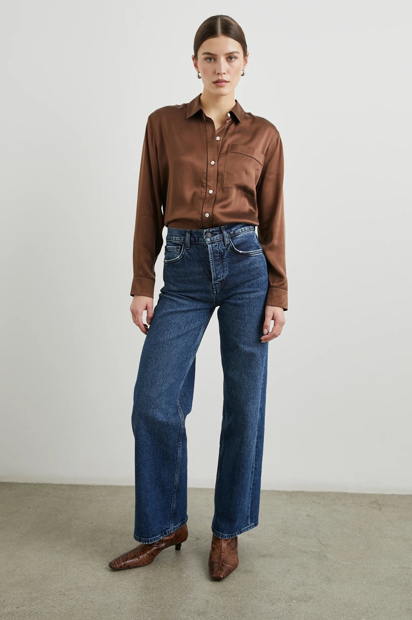 Oak Silk Button Down Top - The Collective Park City