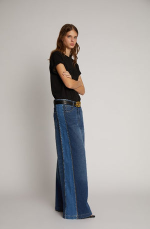 Obbia Zipper Patchwork Jeans - The Collective Park City