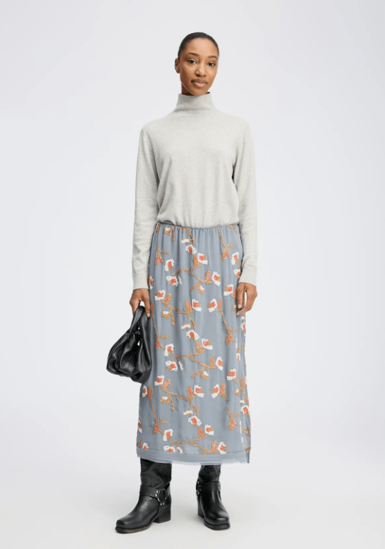 Omi Sequin Embroidered Midi Skirt - The Collective Park City