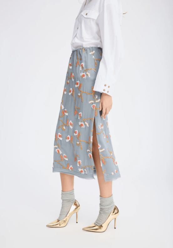 Omi Sequin Embroidered Midi Skirt - The Collective Park City