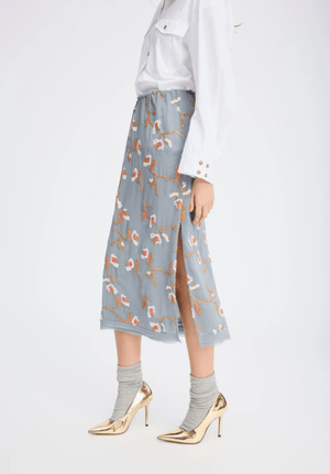 Omi Sequin Embroidered Midi Skirt - The Collective Park City