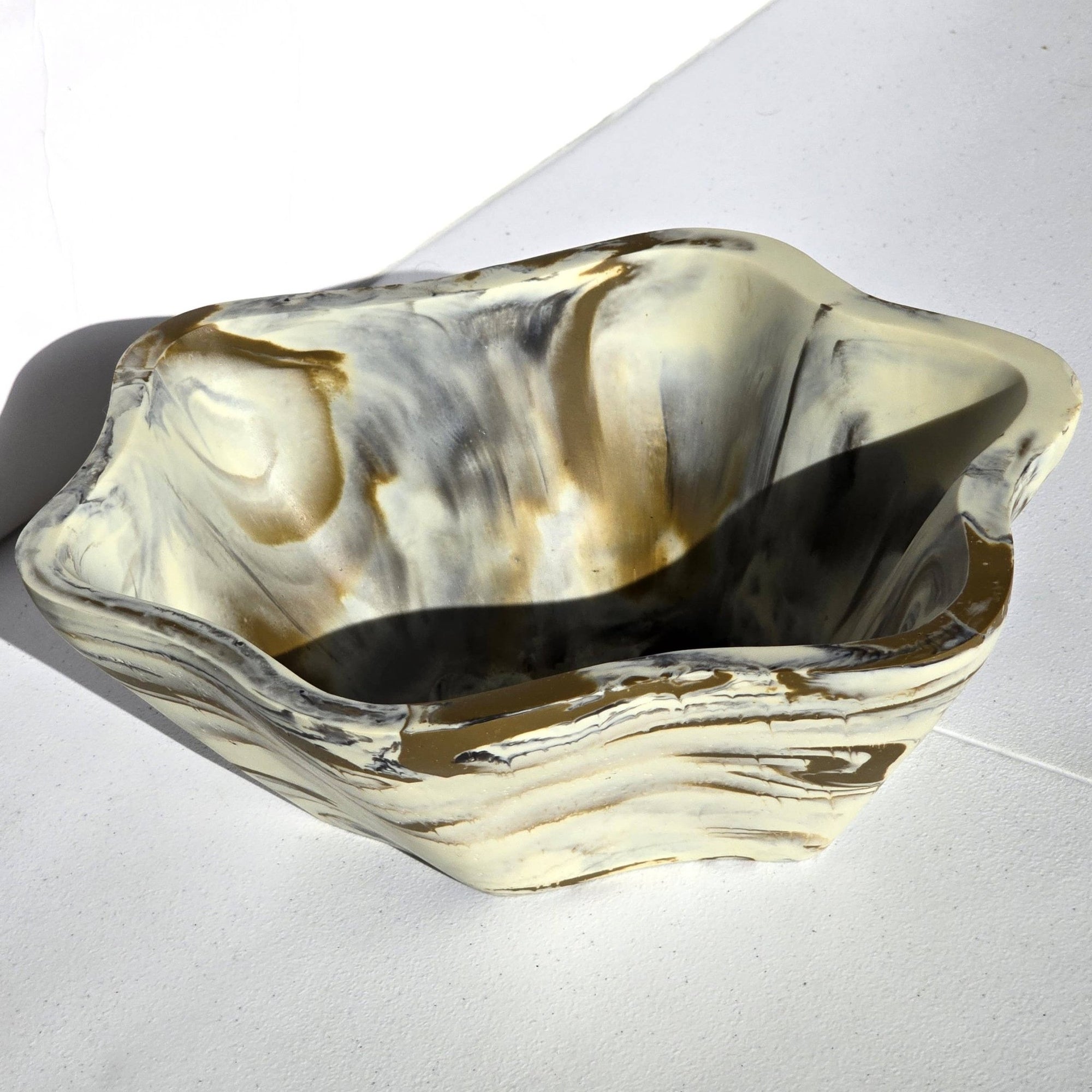 Organic Shape Resin Bowl - Brown/Marble Dust - The Collective Park City