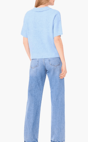 Oversized Polo Knit Half Sleeve Top - The Collective Park City