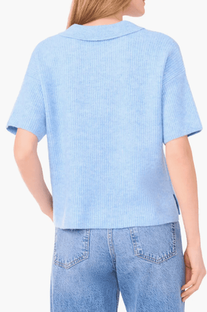 Oversized Polo Knit Half Sleeve Top - The Collective Park City