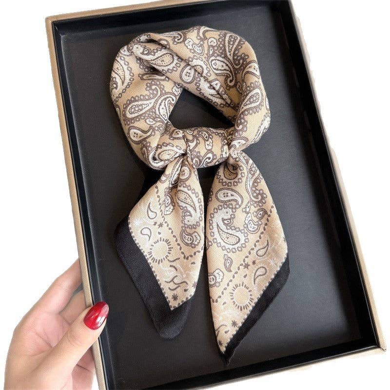 Paisley Print Square Scarf: Cream - The Collective Park City
