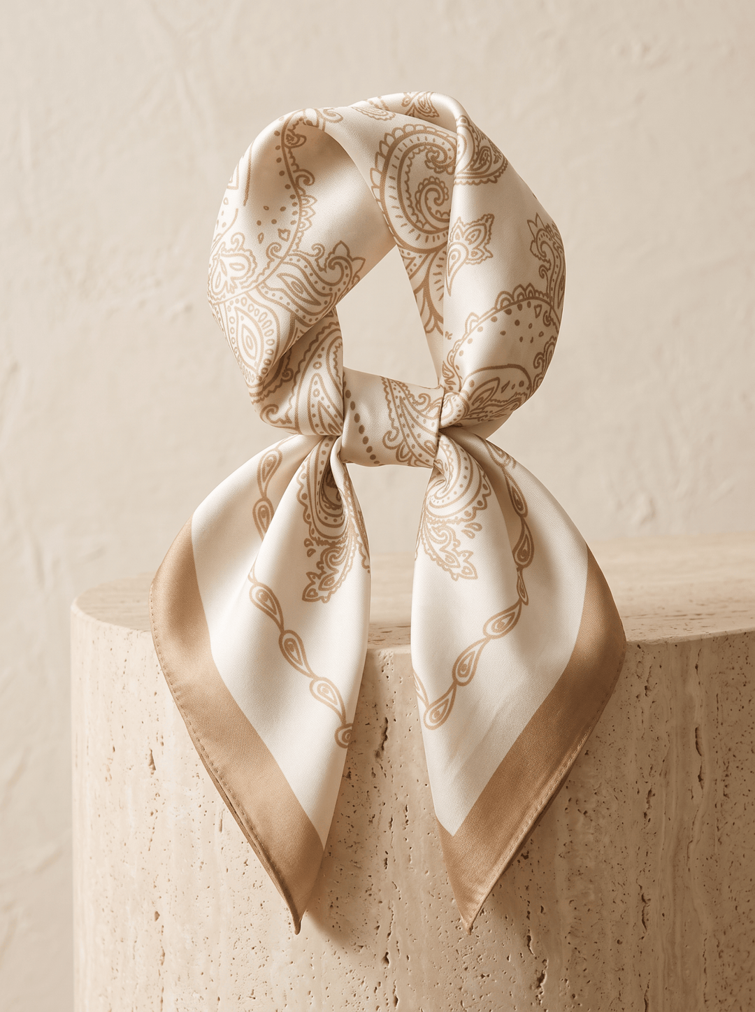 Paisley Print Square Scarf: Cream - The Collective Park City