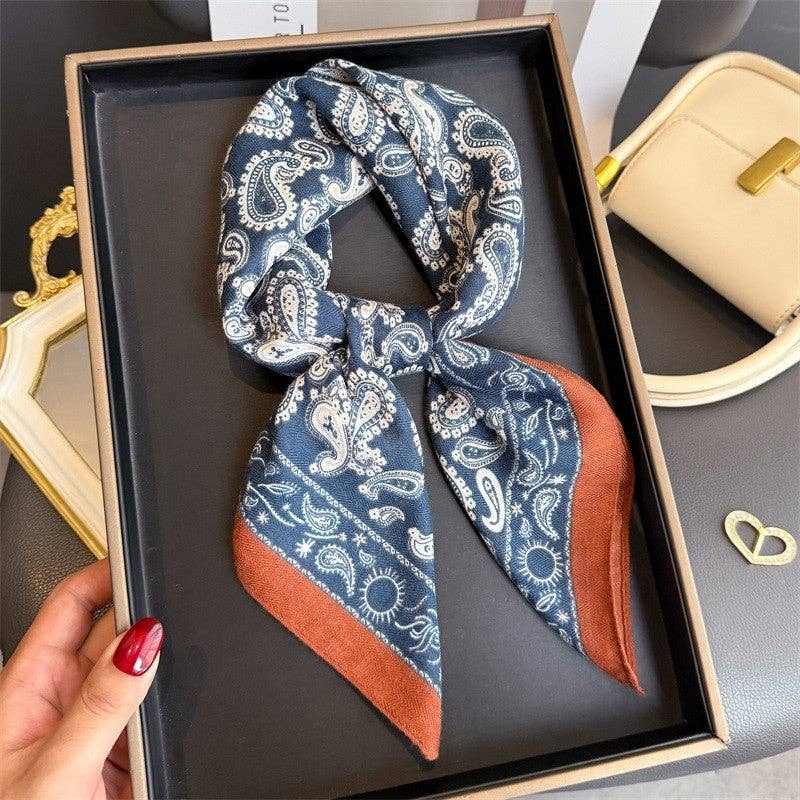 Paisley Print Square Scarf: MING BLUE - The Collective Park City