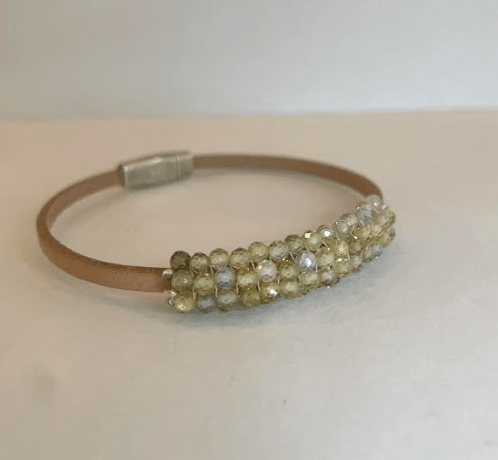 Pastel Zircon & Sterling Leather Bracelet - The Collective Park City