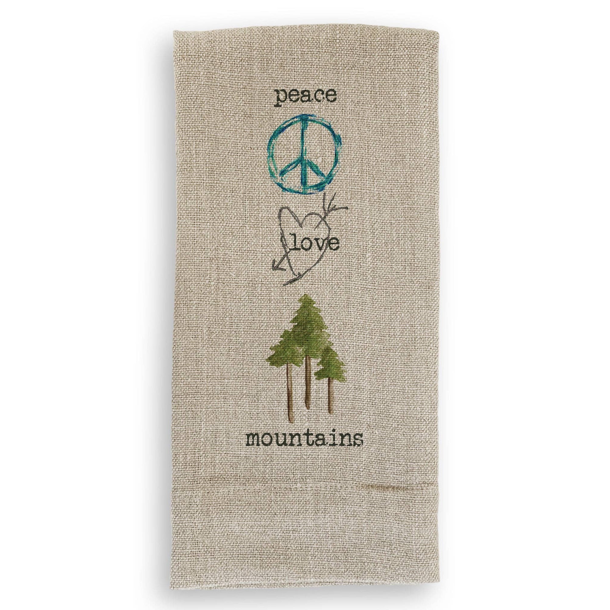 Peace Love Mountains: White Guest Towel / No, Keep Words / - The Collective Park City