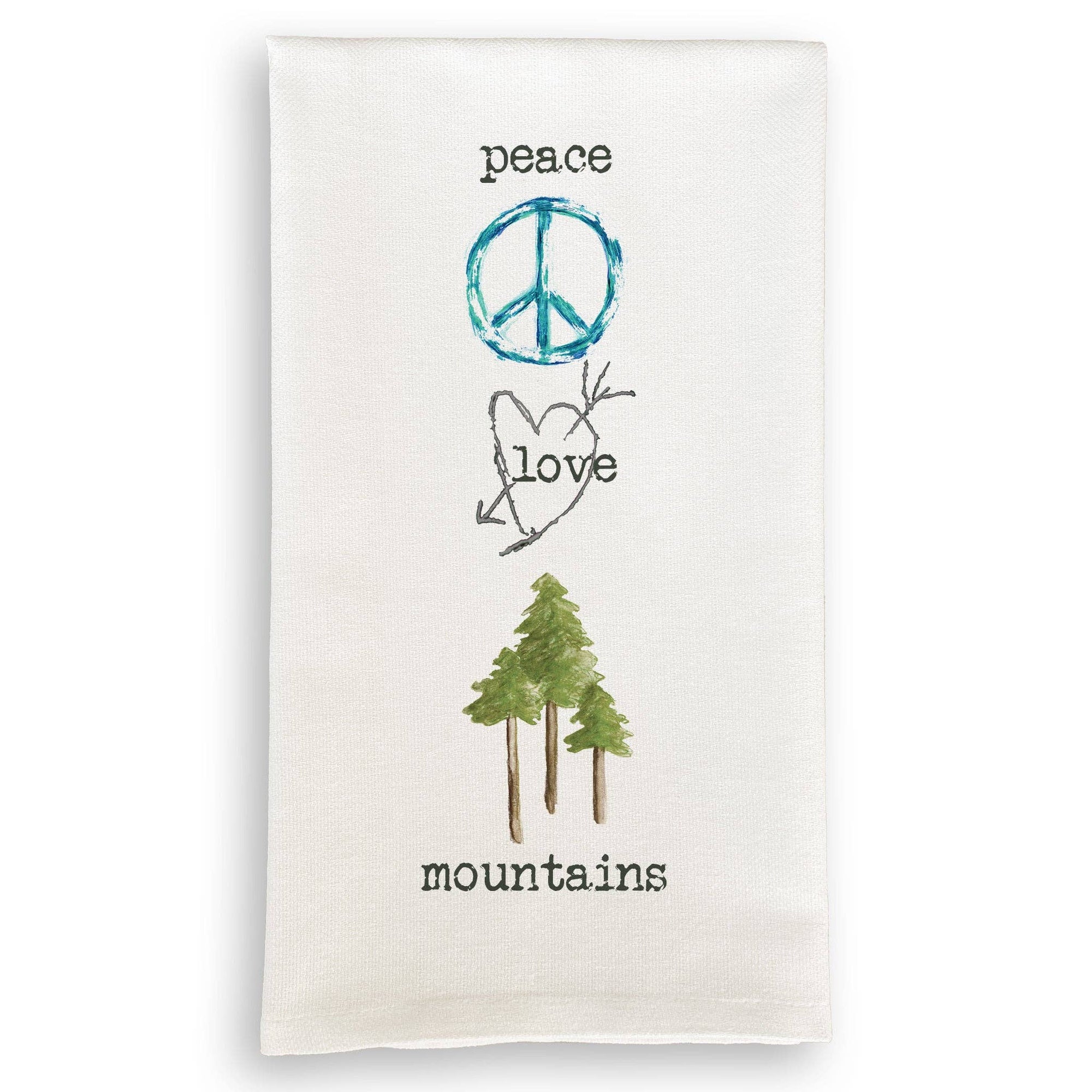 Peace Love Mountains: White Guest Towel / No, Keep Words / - The Collective Park City