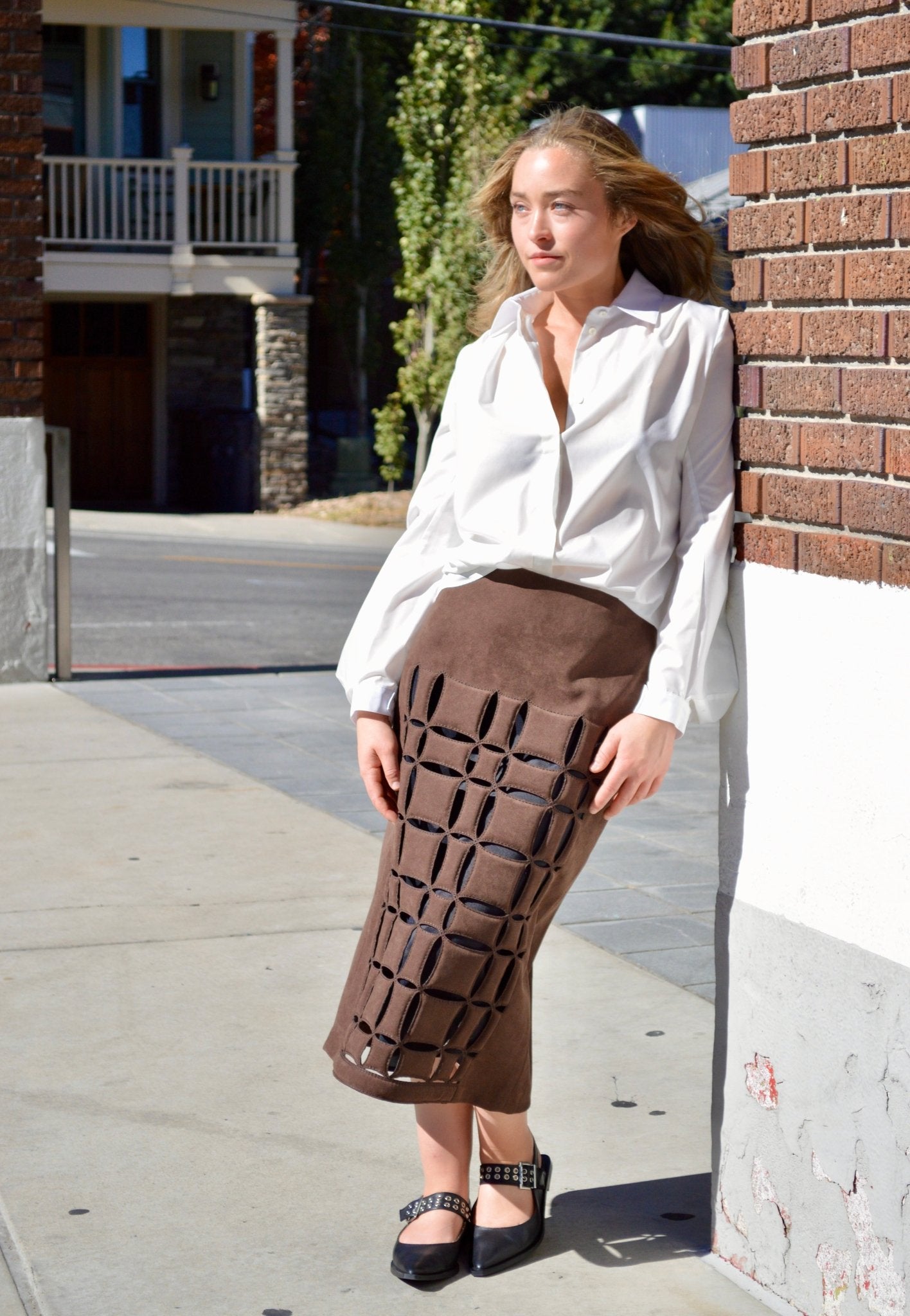 Pencil Skirt with Geometric Cutouts - The Collective Park City