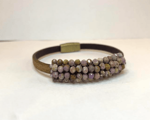 Phosphosderite w/Lavender Zircon Leather Bracelet - The Collective Park City