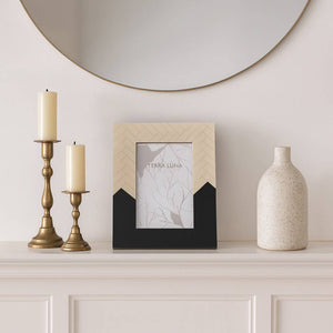 Photo Frame - Ivory/Black Resin Herringbone 2-Tone, 5x7 in. - The Collective Park City