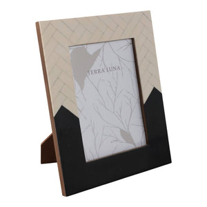 Photo Frame - Ivory/Black Resin Herringbone 2-Tone, 5x7 in. - The Collective Park City