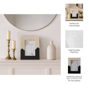 Photo Frame - Ivory/Black Resin Herringbone 2-Tone, 5x7 in. - The Collective Park City