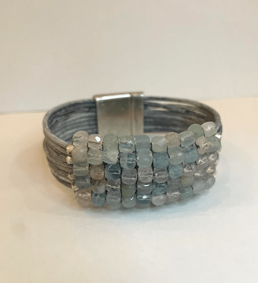 Pink & Blue Beryl Stones w/Driftwood Leather - The Collective Park City