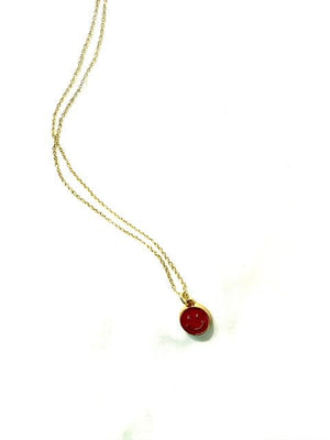 Pink Smiley Gold Plated Chain Necklace - The Collective Park City