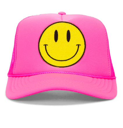 Pink Smiley Trucker Hat - The Collective Park City