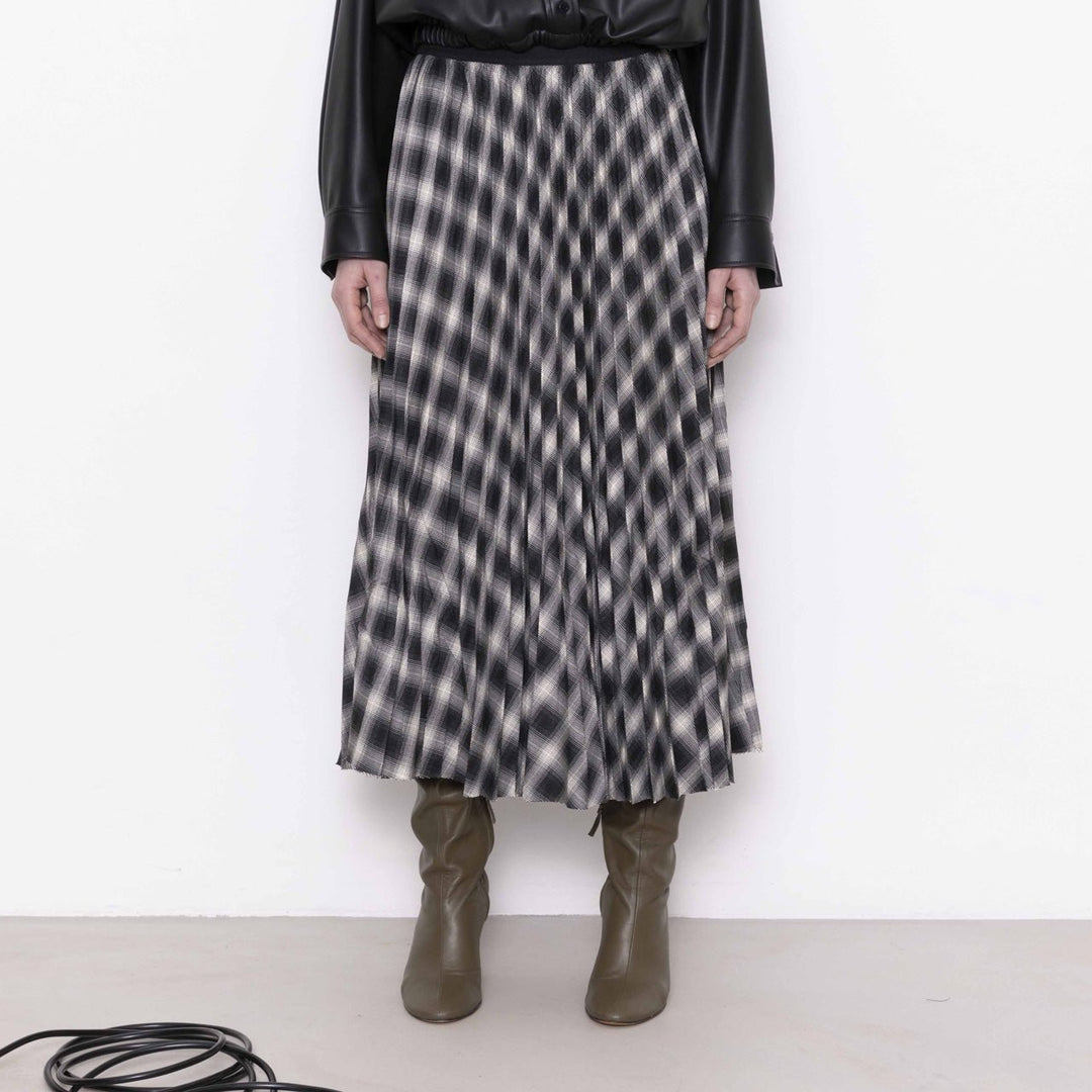 Plaid Pleated Midi Skirt - The Collective Park City