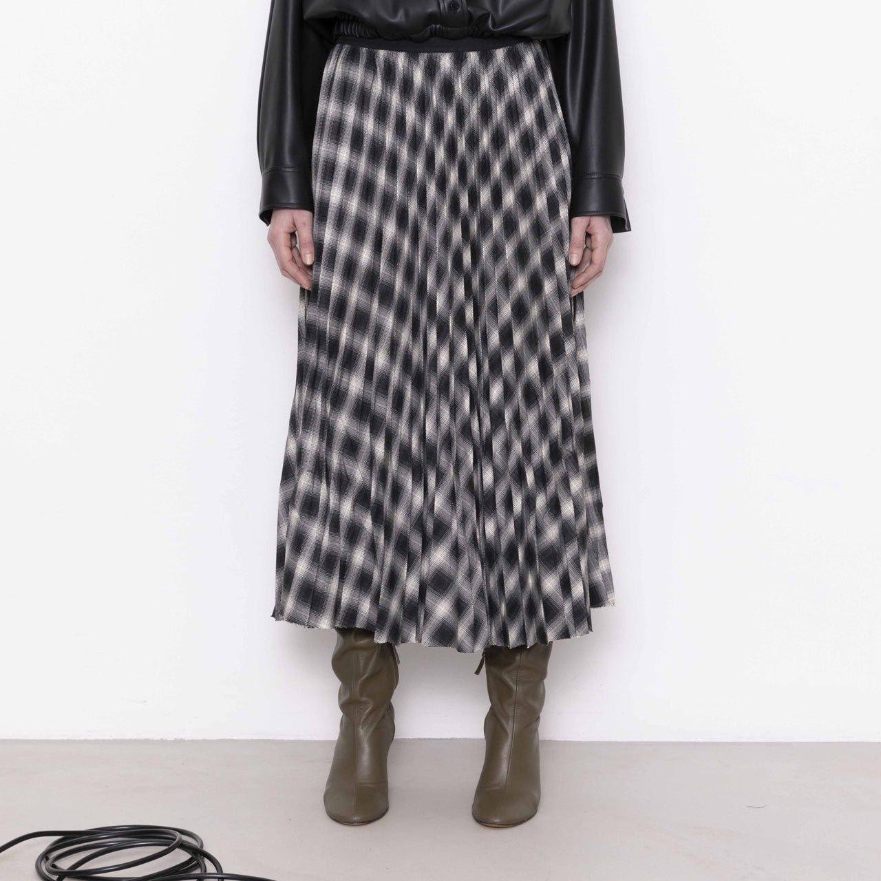 Plaid Pleated Midi Skirt - The Collective Park City