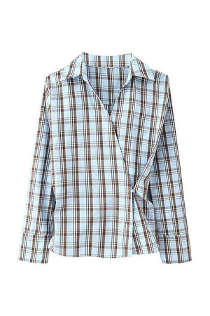 Plaid Wrap Long Sleeve Shirt - The Collective Park City