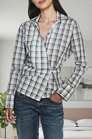 Plaid Wrap Long Sleeve Shirt - The Collective Park City