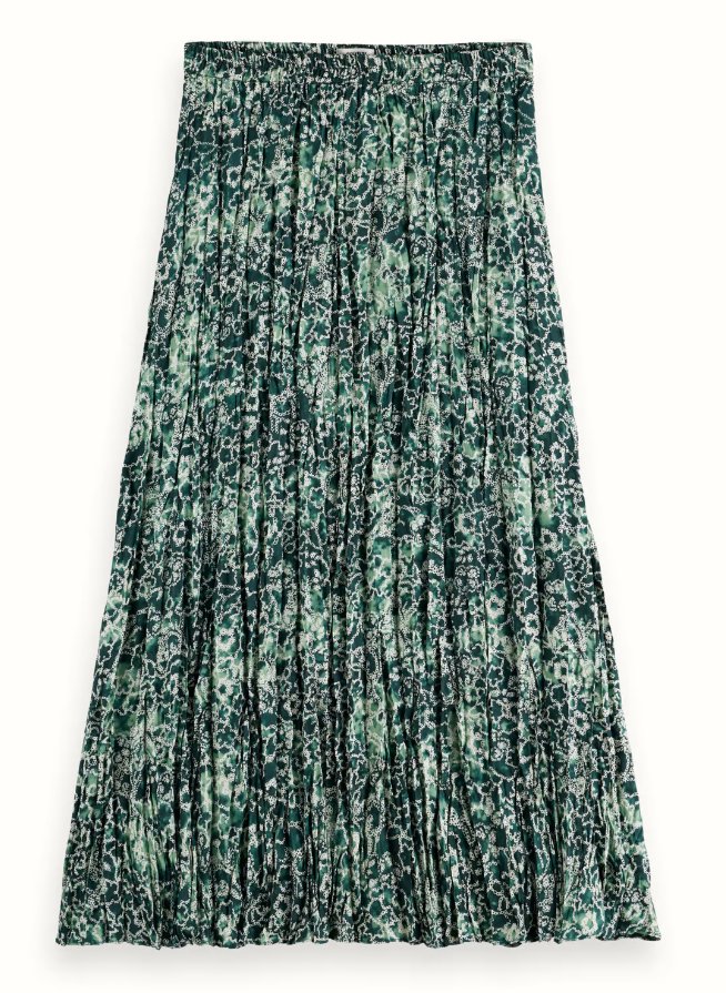 Pleated Floral Midi Skirt - The Collective Park City