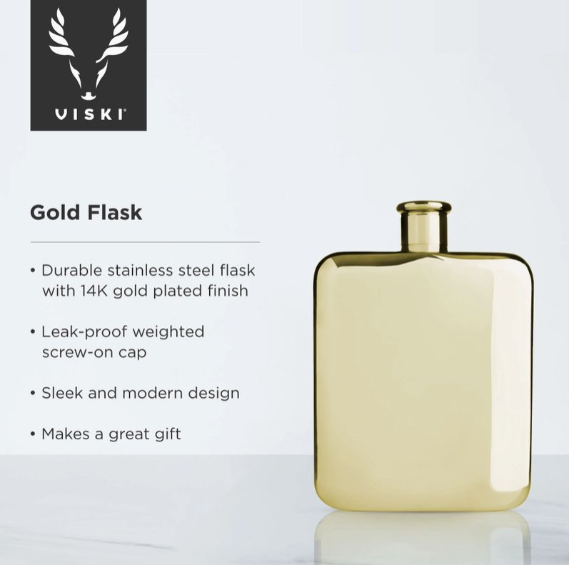 Polished Gold Plated Flask - The Collective Park City