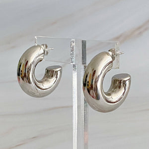 Polished Hollow Puffy Hoop Earrings - The Collective Park City