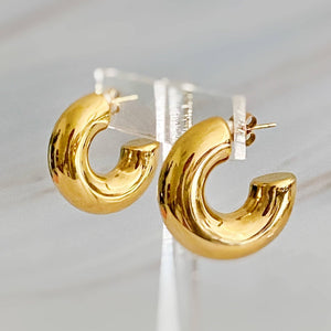 Polished Hollow Puffy Hoop Earrings - The Collective Park City