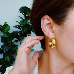 Polished Hollow Puffy Hoop Earrings - The Collective Park City