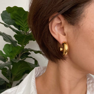 Polished Hollow Puffy Hoop Earrings - The Collective Park City