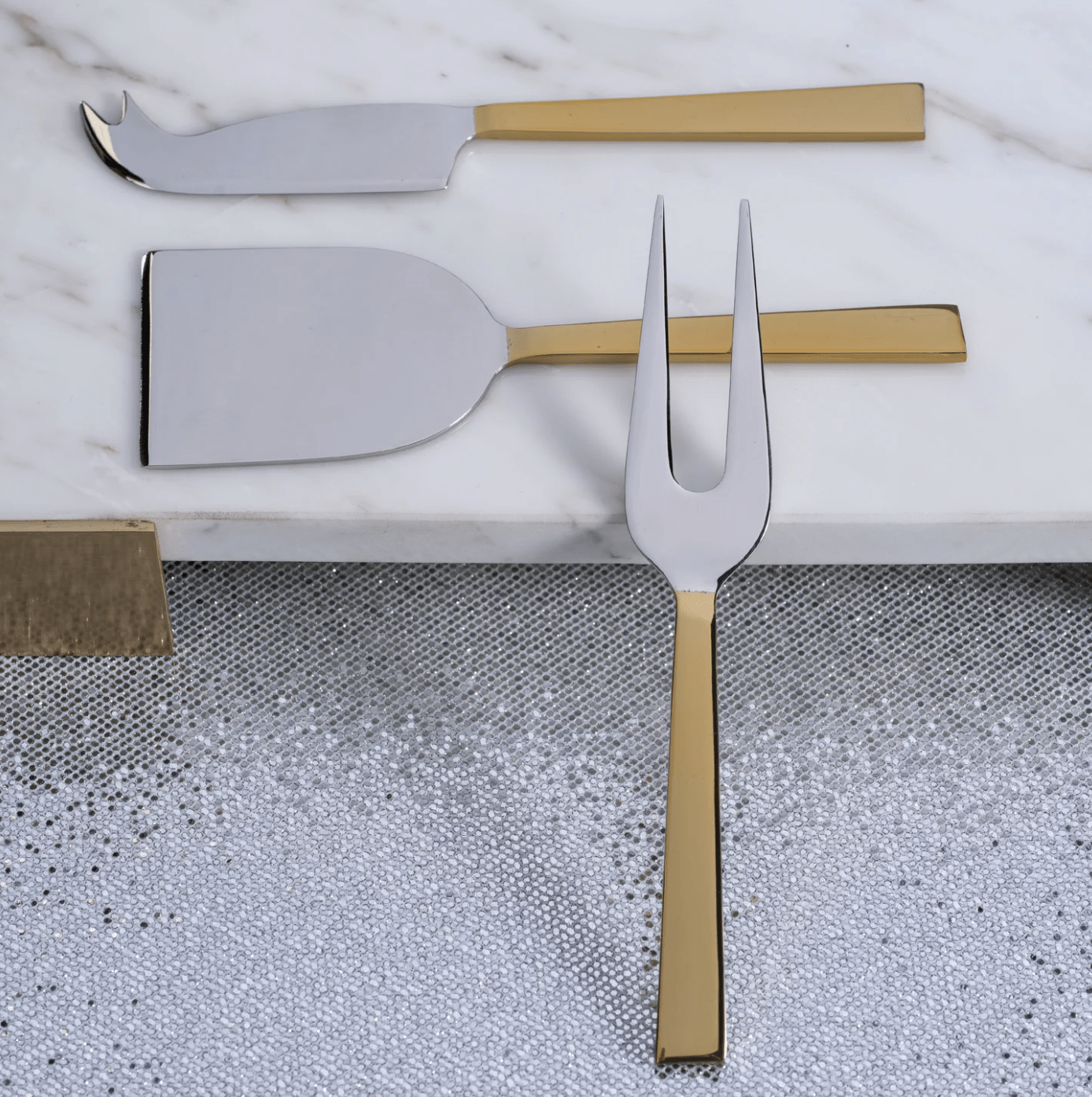 Polished Nickel and Gold Cheese Knife Set/3 - The Collective Park City