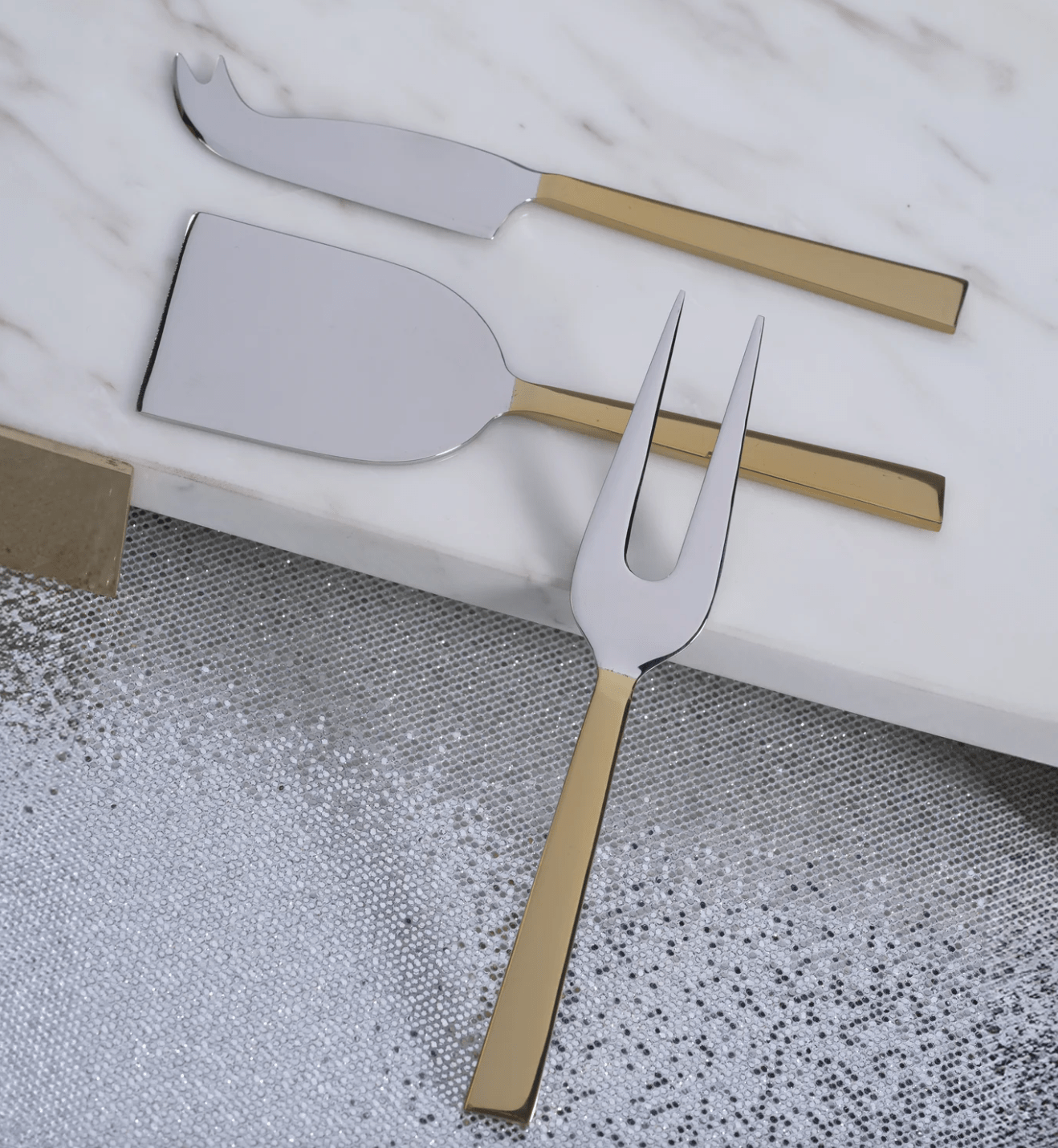 Polished Nickel and Gold Cheese Knife Set/3 - The Collective Park City