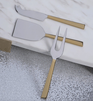 Polished Nickel and Gold Cheese Knife Set/3 - The Collective Park City