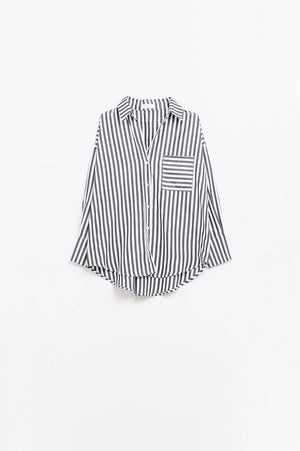 Poplin Striped Button Down Top - The Collective Park City